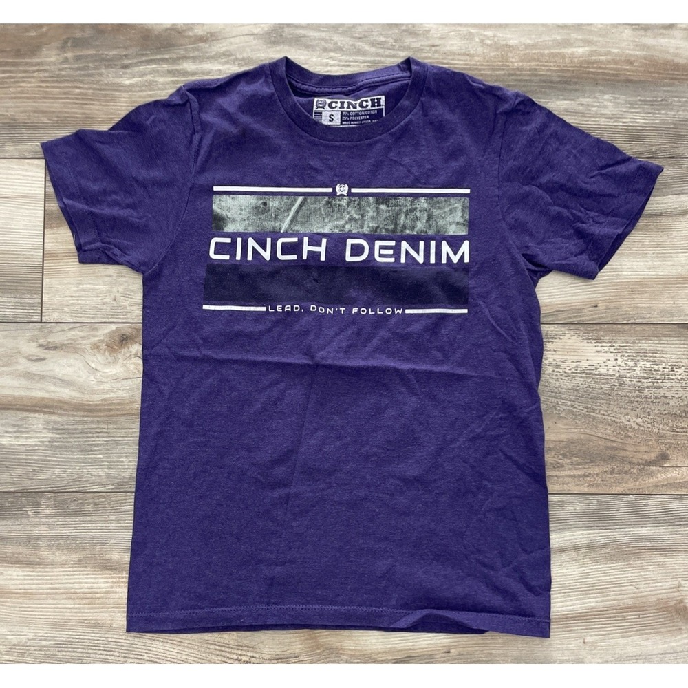 Cinch Mens Small Graphic T-Shirt Purple Western Rodeo Tee Short Sleeve S